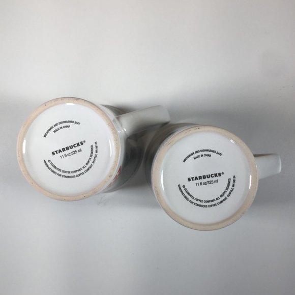 2 STARBUCKS MUGS - PENGUINS EARMUFFS - Couples Christmas Winter Hot Cocoa 11 OZ - Picture 5 of 5